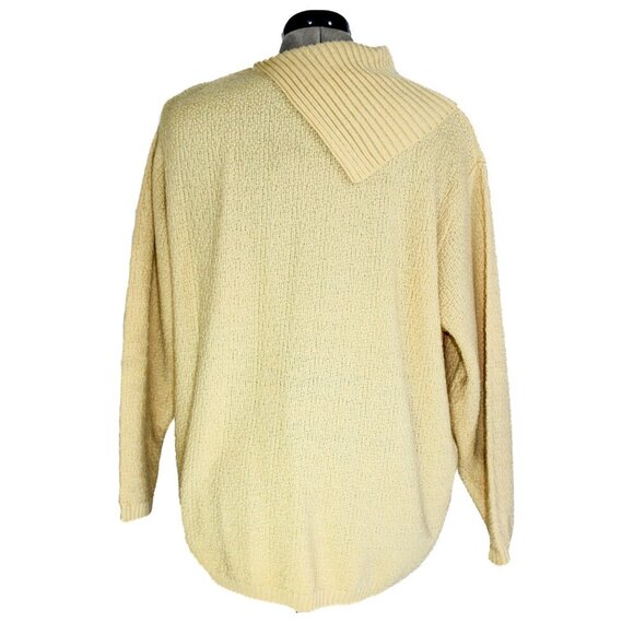Vintage 80s HUNTERS RUN Women's 1X Yellow Sweater Chunky Preppy Cowl Cottagecore - Picture 4 of 5